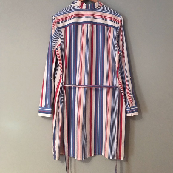 Button down Shirt Dress TOMMY HILFIGER Striped Belted Midi Dress XL Like new - Picture 3 of 16